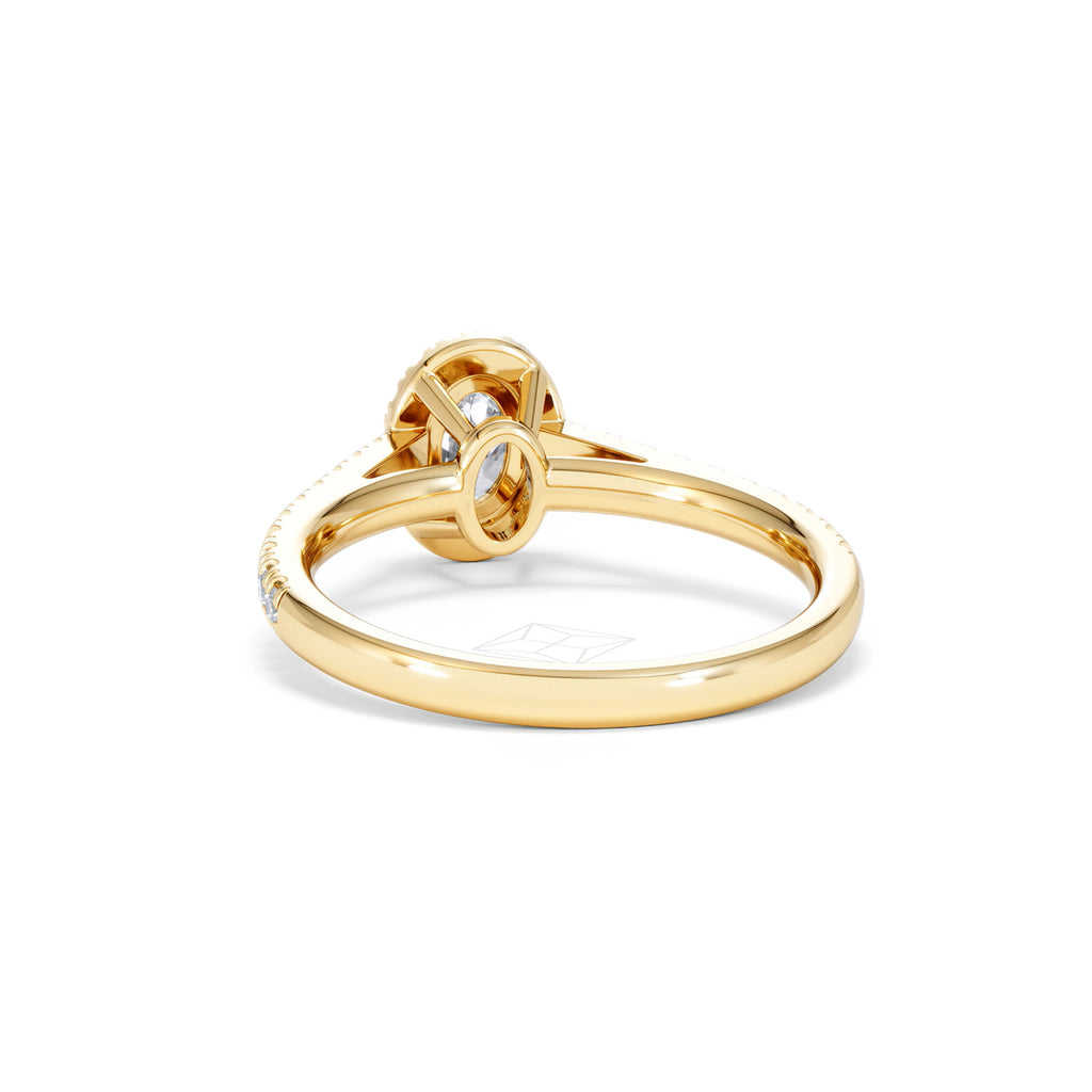 Georgina Lab Oval Diamond Halo Engagement Ring 18K Gold 1.00ct F/VS1