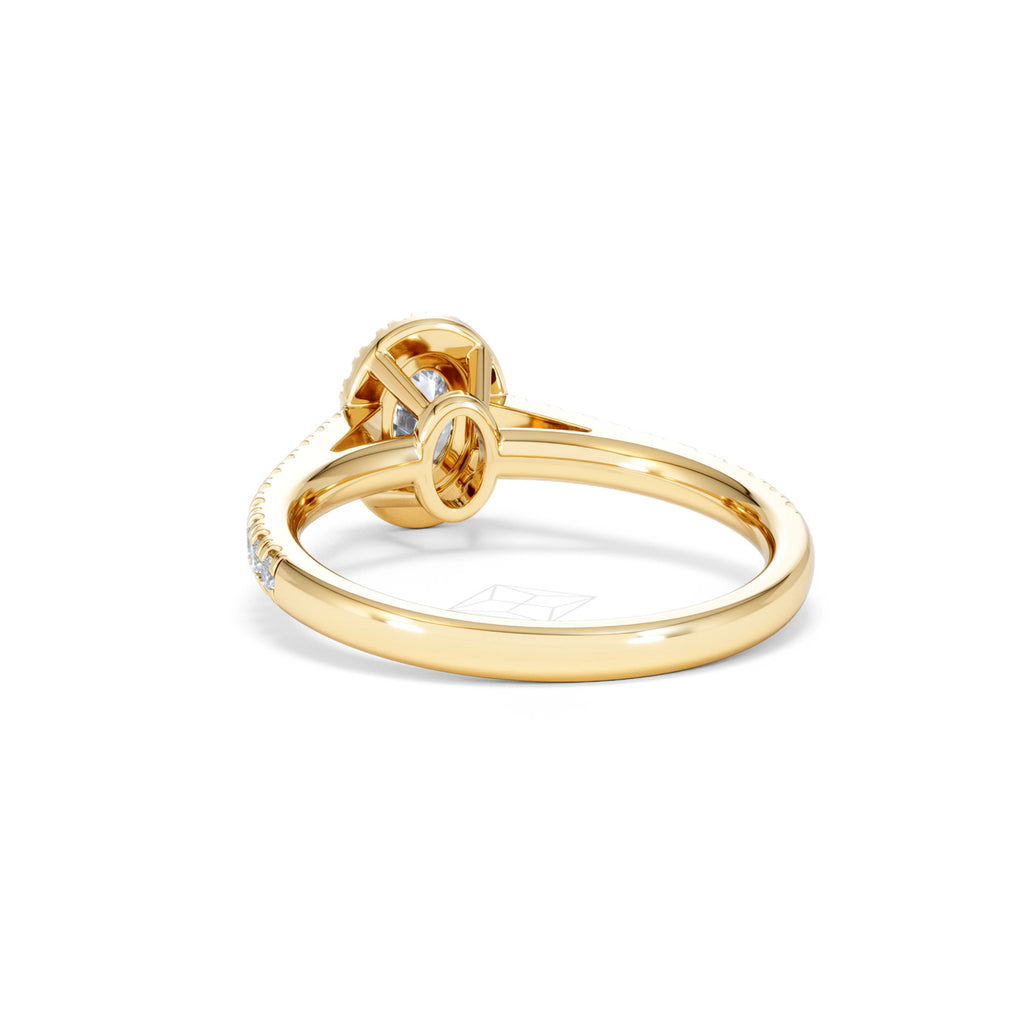 Georgina Lab Oval Diamond Halo Engagement Ring 18K Gold 1.00ct F/VS1