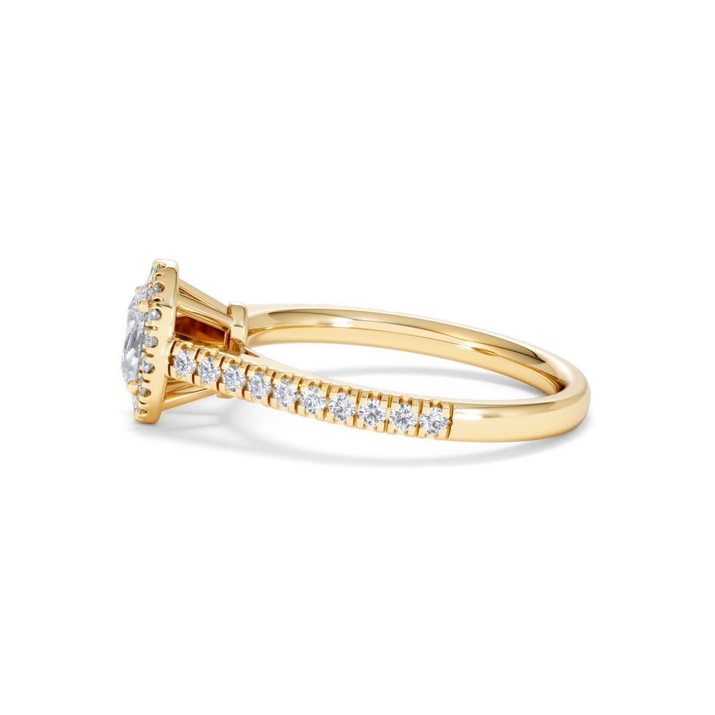 Georgina Lab Oval Diamond Halo Engagement Ring 18K Gold 1.00ct F/VS1