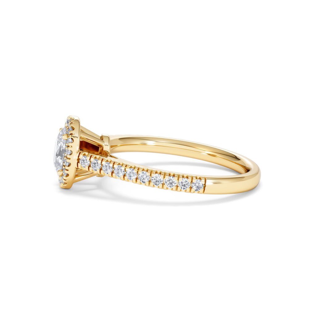Georgina Lab Oval Diamond Halo Engagement Ring 18K Gold 1.00ct F/VS1