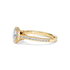 Georgina Lab Oval Diamond Halo Engagement Ring 18K Gold 1.00ct F/VS1