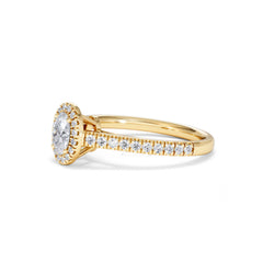 Georgina Lab Oval Diamond Halo Engagement Ring 18K Gold 1.00ct F/VS1
