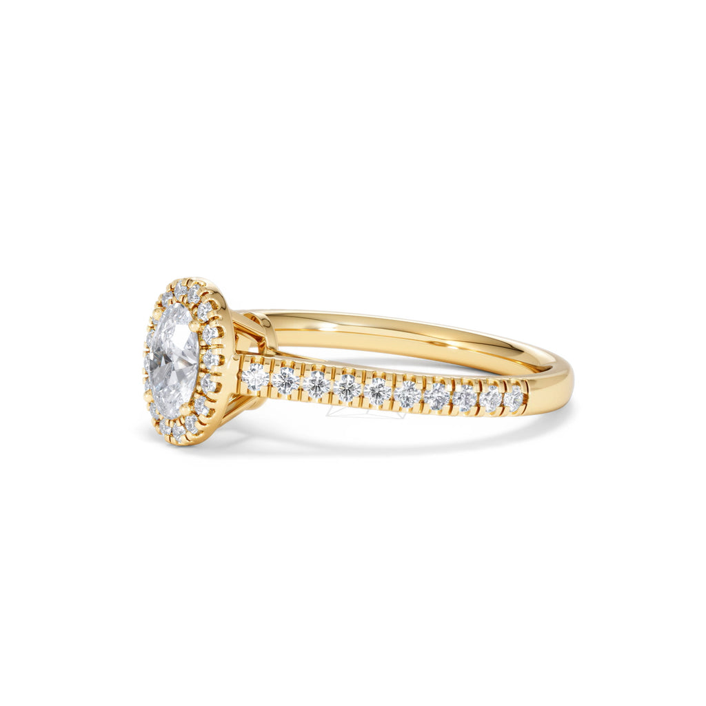 Georgina Lab Oval Diamond Halo Engagement Ring 18K Gold 1.00ct F/VS1