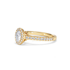Georgina Lab Oval Diamond Halo Engagement Ring 18K Gold 1.00ct F/VS1