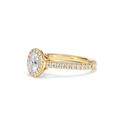 Georgina Lab Oval Diamond Halo Engagement Ring 18K Gold 1.00ct F/VS1