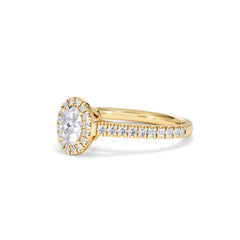 Georgina Lab Oval Diamond Halo Engagement Ring 18K Gold 1.00ct F/VS1