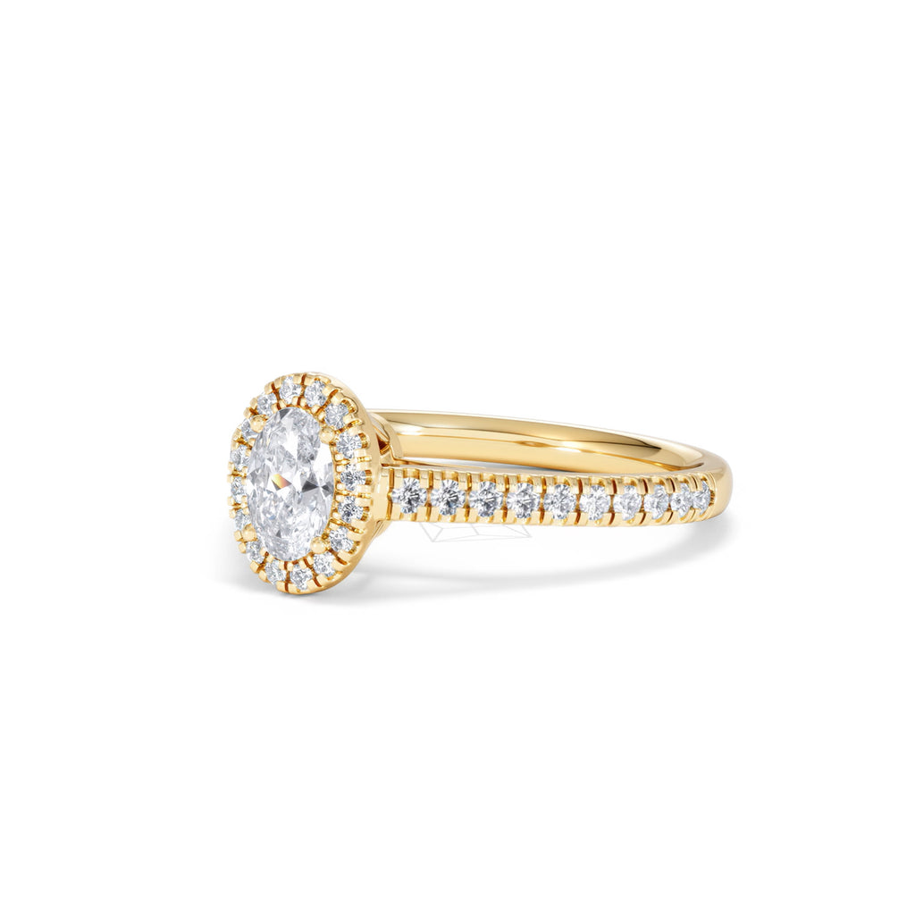 Georgina Lab Oval Diamond Halo Engagement Ring 18K Gold 1.00ct F/VS1