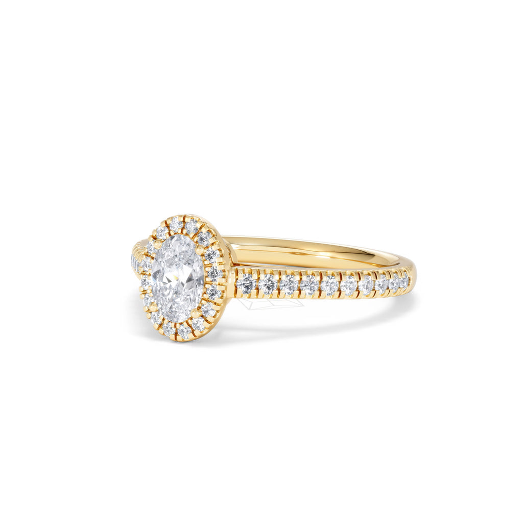 Georgina Lab Oval Diamond Halo Engagement Ring 18K Gold 1.00ct F/VS1