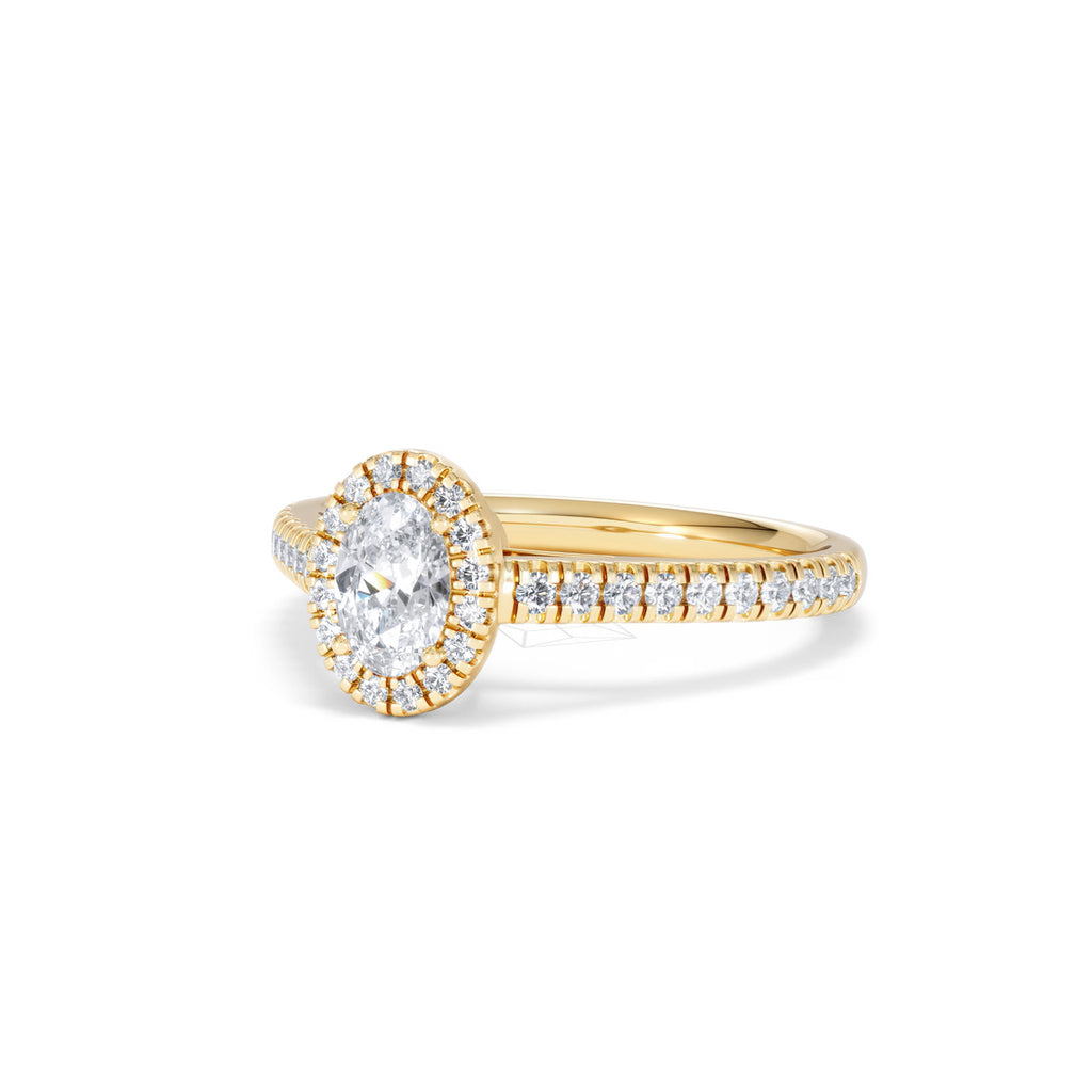 Georgina Lab Oval Diamond Halo Engagement Ring 18K Gold 1.00ct F/VS1