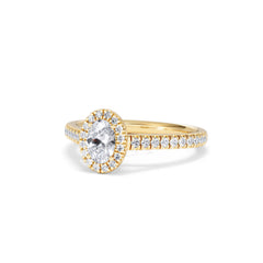 Georgina Lab Oval Diamond Halo Engagement Ring 18K Gold 1.00ct F/VS1