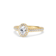 Georgina Lab Oval Diamond Halo Engagement Ring 18K Gold 1.00ct F/VS1