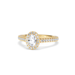 Georgina Lab Oval Diamond Halo Engagement Ring 18K Gold 1.00ct F/VS1