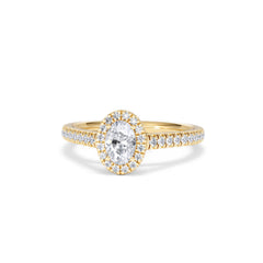 Georgina Lab Oval Diamond Halo Engagement Ring 18K Gold 1.00ct F/VS1