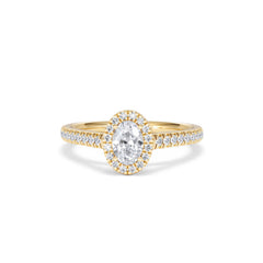 Georgina Lab Oval Diamond Halo Engagement Ring 18K Gold 1.00ct F/VS1