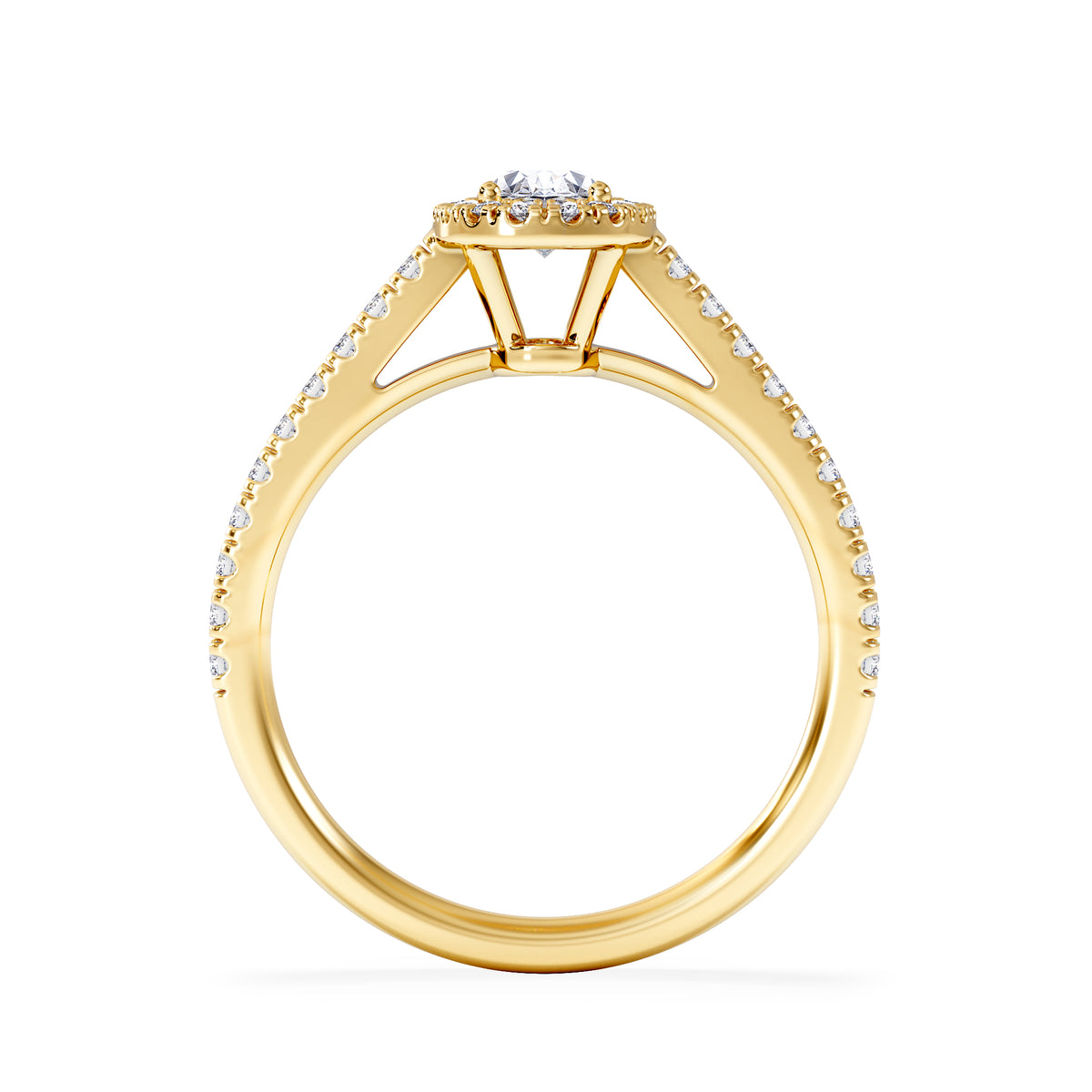 Georgina Lab Oval Diamond Halo Engagement Ring 18K Gold 1.00ct F/VS1
