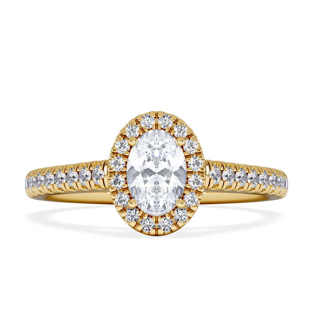 Georgina Lab Oval Diamond Halo Engagement Ring 18K Gold 1.00ct F/VS1