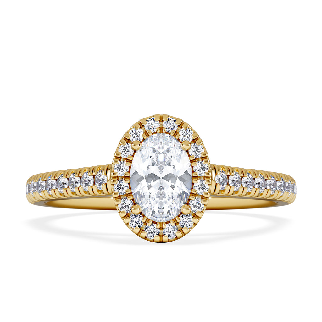 Georgina Lab Oval Diamond Halo Engagement Ring 18K Gold 1.00ct F/VS1