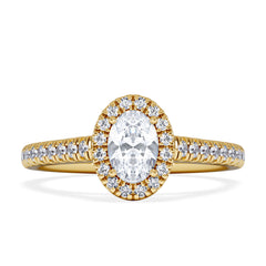 Georgina Lab Oval Diamond Halo Engagement Ring 18K Gold 1.00ct F/VS1