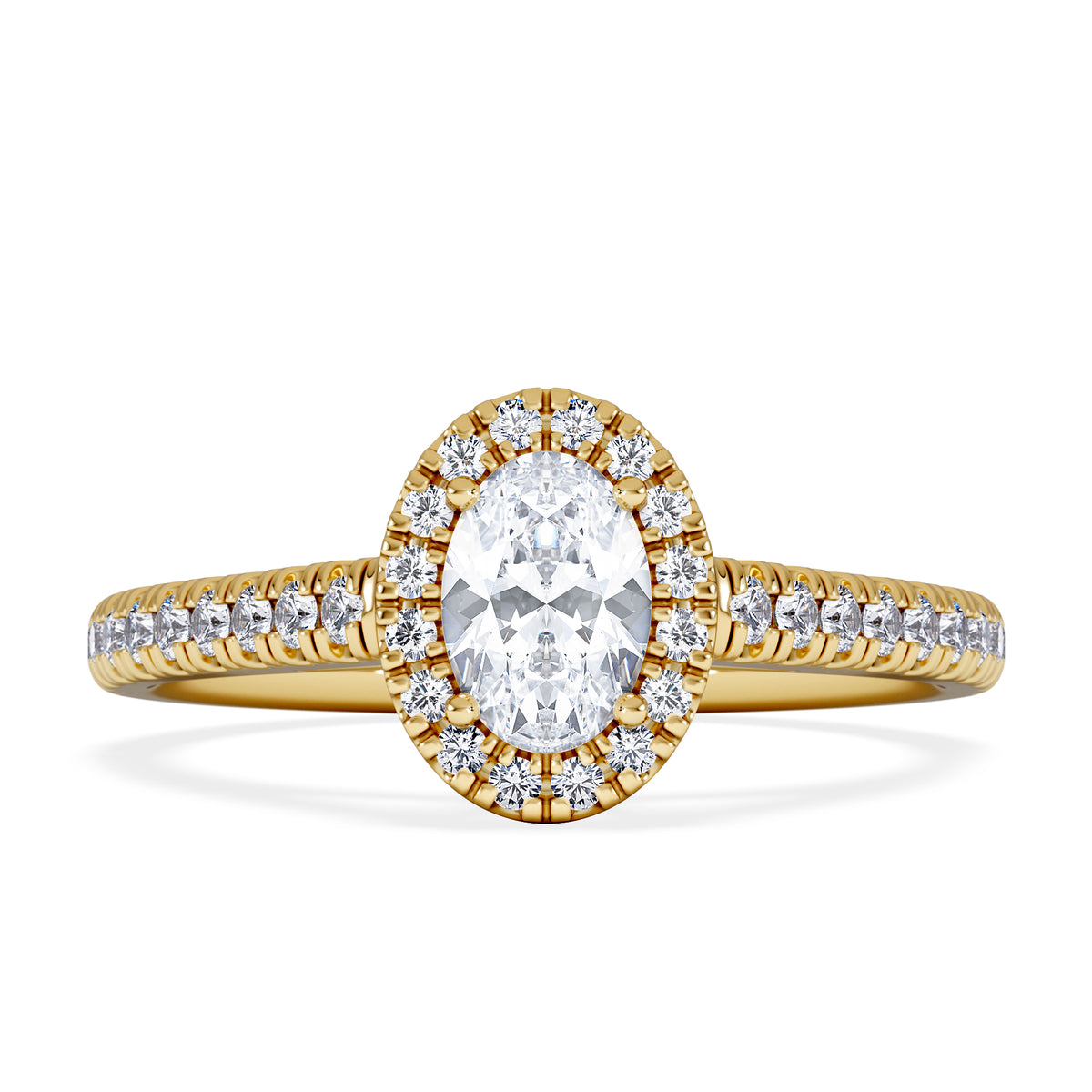 Georgina Lab Oval Diamond Halo Engagement Ring 18K Gold 1.00ct F/VS1
