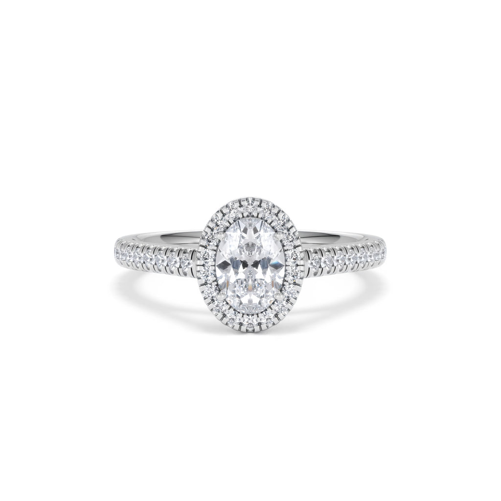Georgina GIA Oval Diamond Halo Engagement Ring 18KW Gold 1.30ct G/Vs