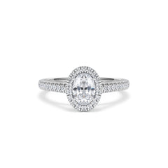 Georgina GIA Oval Diamond Halo Engagement Ring 18KW Gold 1.30ct G/Vs