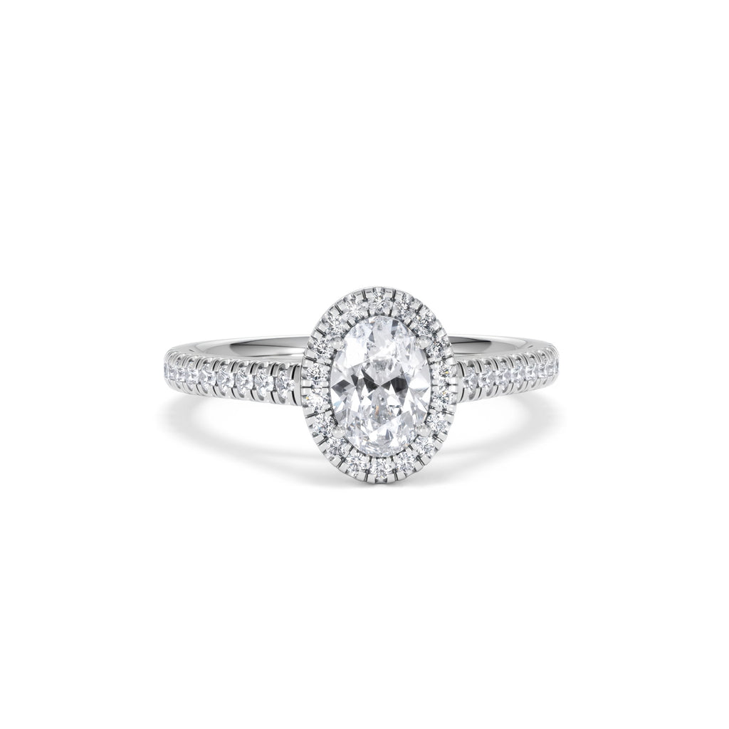 Georgina GIA Oval Diamond Halo Engagement Ring Platinum 1.30ct G/Vs