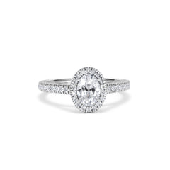 Georgina GIA Oval Diamond Halo Engagement Ring Platinum 1.30ct G/Vs