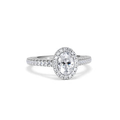 Georgina GIA Oval Diamond Halo Engagement Ring 18KW Gold 1.30ct G/Vs