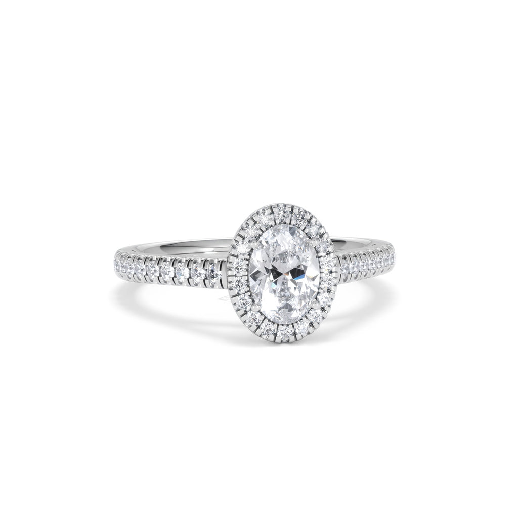 Georgina GIA Oval Diamond Halo Engagement Ring Platinum 1.30ct G/Vs