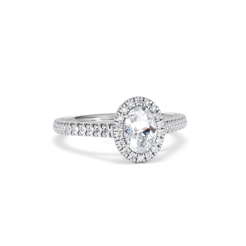 Georgina GIA Oval Diamond Halo Engagement Ring 18KW Gold 1.30ct G/Vs