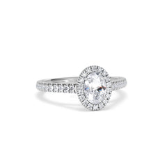Georgina GIA Oval Diamond Halo Engagement Ring 18KW Gold 1.30ct G/Vs