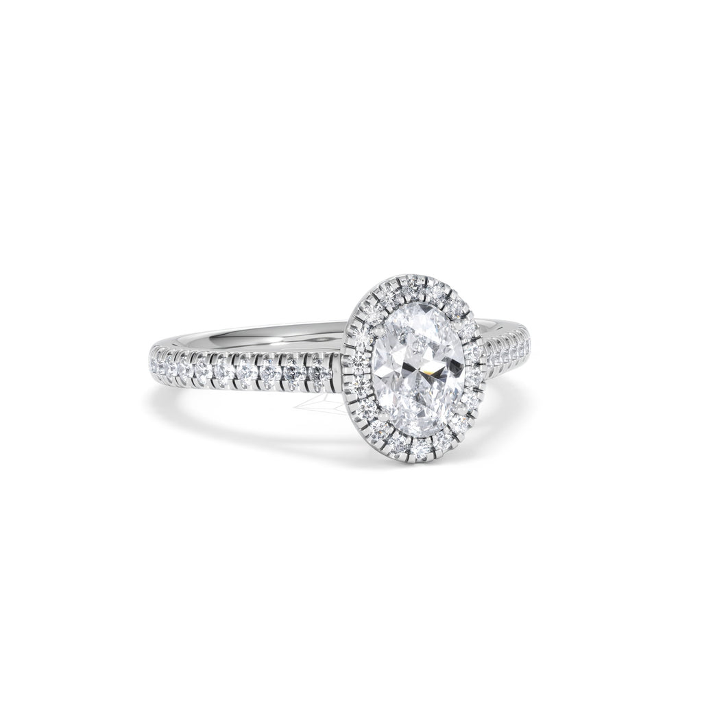Georgina GIA Oval Diamond Halo Engagement Ring Platinum 1.30ct G/Vs
