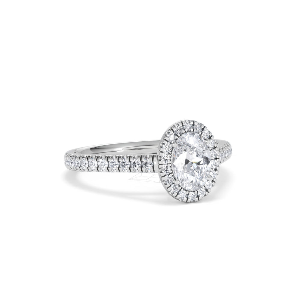 Georgina GIA Oval Diamond Halo Engagement Ring Platinum 1.30ct G/Vs