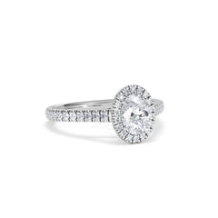 Georgina GIA Oval Diamond Halo Engagement Ring Platinum 1.30ct G/Vs