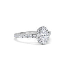 Georgina GIA Oval Diamond Halo Engagement Ring 18KW Gold 1.30ct G/Vs
