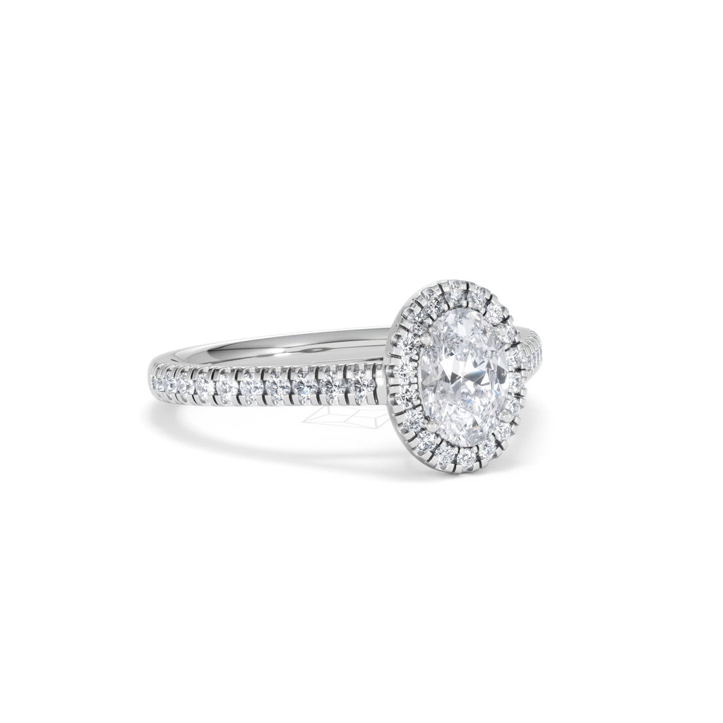 Georgina GIA Oval Diamond Halo Engagement Ring Platinum 1.30ct G/Vs