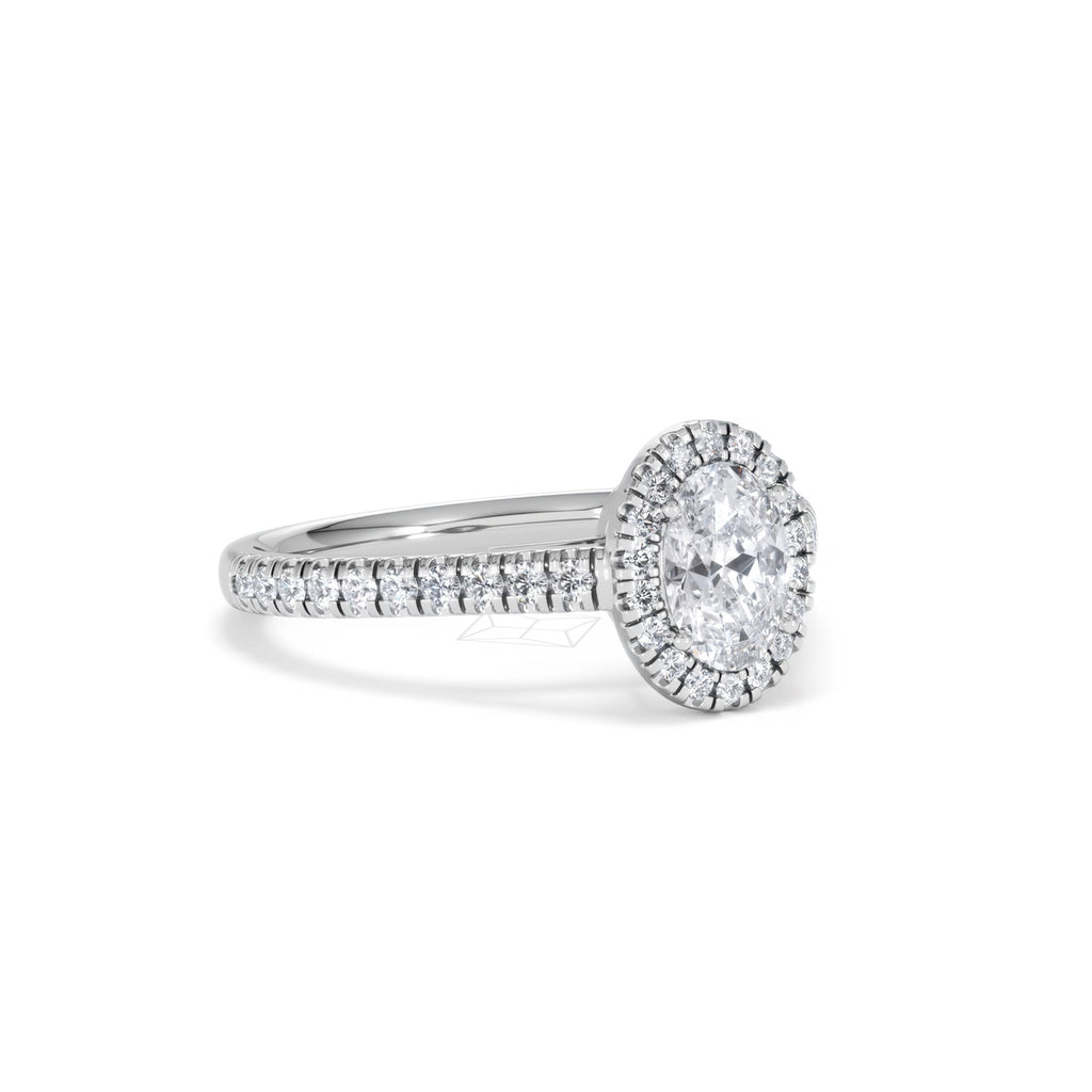 Georgina GIA Oval Diamond Halo Engagement Ring Platinum 1.30ct G/Vs