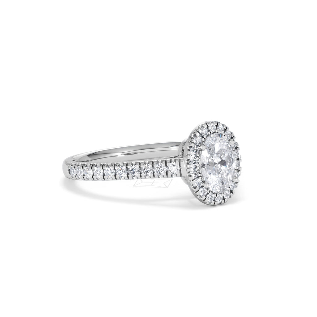 Georgina GIA Oval Diamond Halo Engagement Ring 18KW Gold 1.30ct G/Vs
