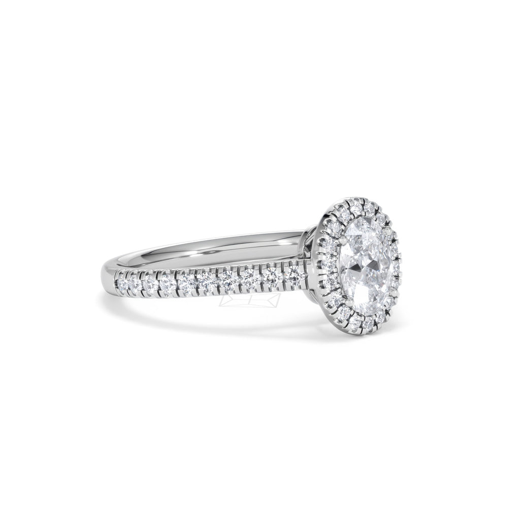Georgina GIA Oval Diamond Halo Engagement Ring Platinum 1.30ct G/Vs