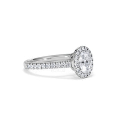 Georgina GIA Oval Diamond Halo Engagement Ring Platinum 1.30ct G/Vs