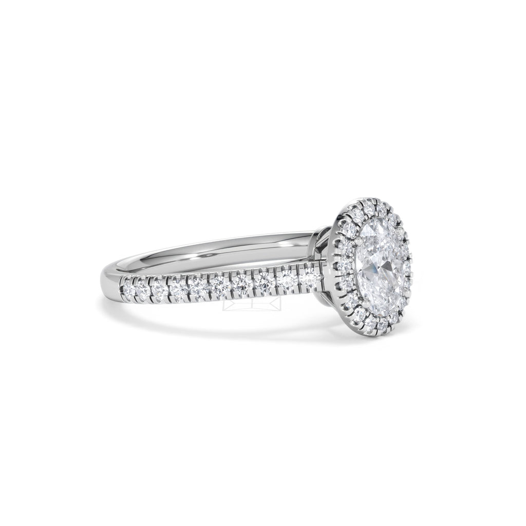 Georgina GIA Oval Diamond Halo Engagement Ring 18KW Gold 1.30ct G/Vs