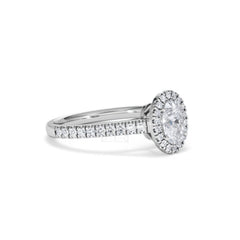Georgina GIA Oval Diamond Halo Engagement Ring 18KW Gold 1.30ct G/Vs