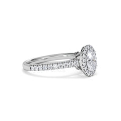 Georgina GIA Oval Diamond Halo Engagement Ring Platinum 1.30ct G/Vs