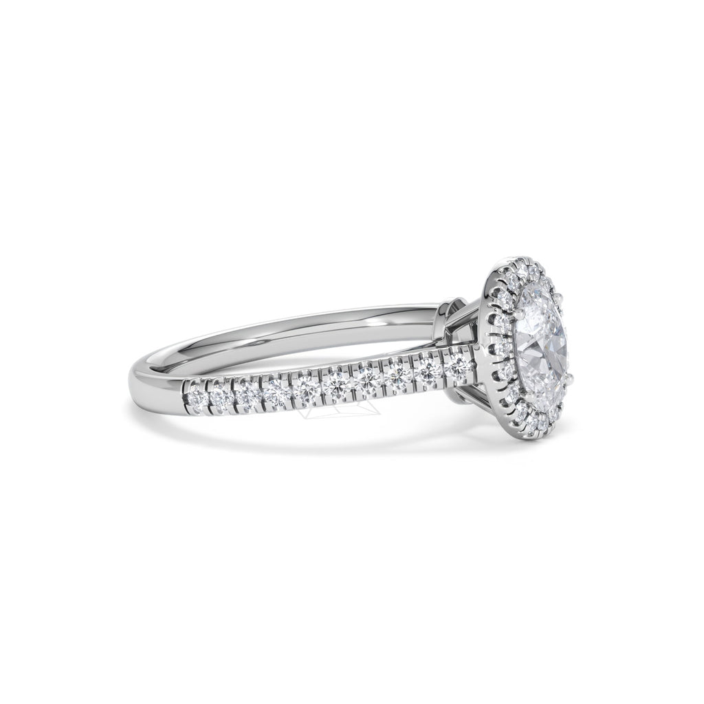Georgina GIA Oval Diamond Halo Engagement Ring Platinum 1.30ct G/Vs