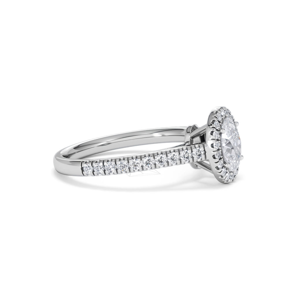 Georgina GIA Oval Diamond Halo Engagement Ring Platinum 1.30ct G/Vs