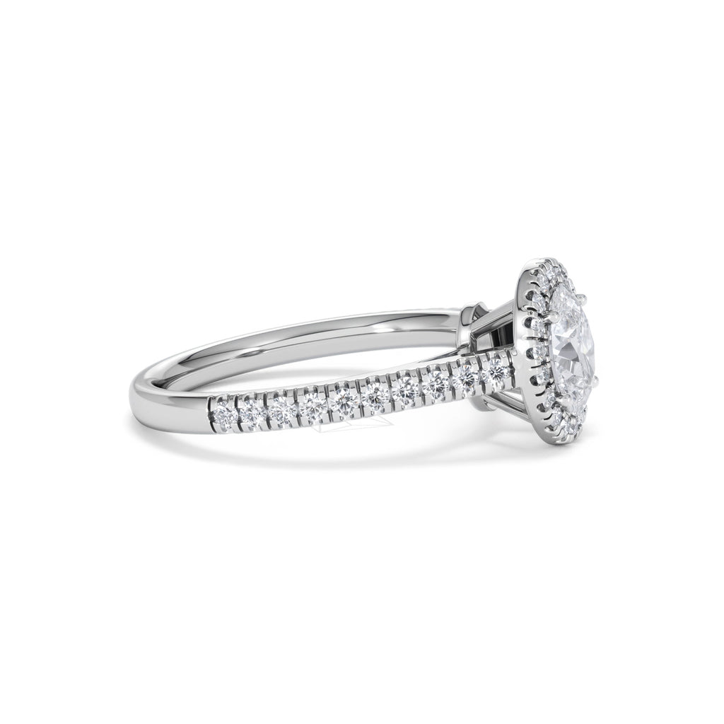 Georgina GIA Oval Diamond Halo Engagement Ring Platinum 1.30ct G/Vs