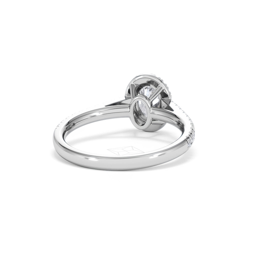 Georgina GIA Oval Diamond Halo Engagement Ring 18KW Gold 1.30ct G/Vs