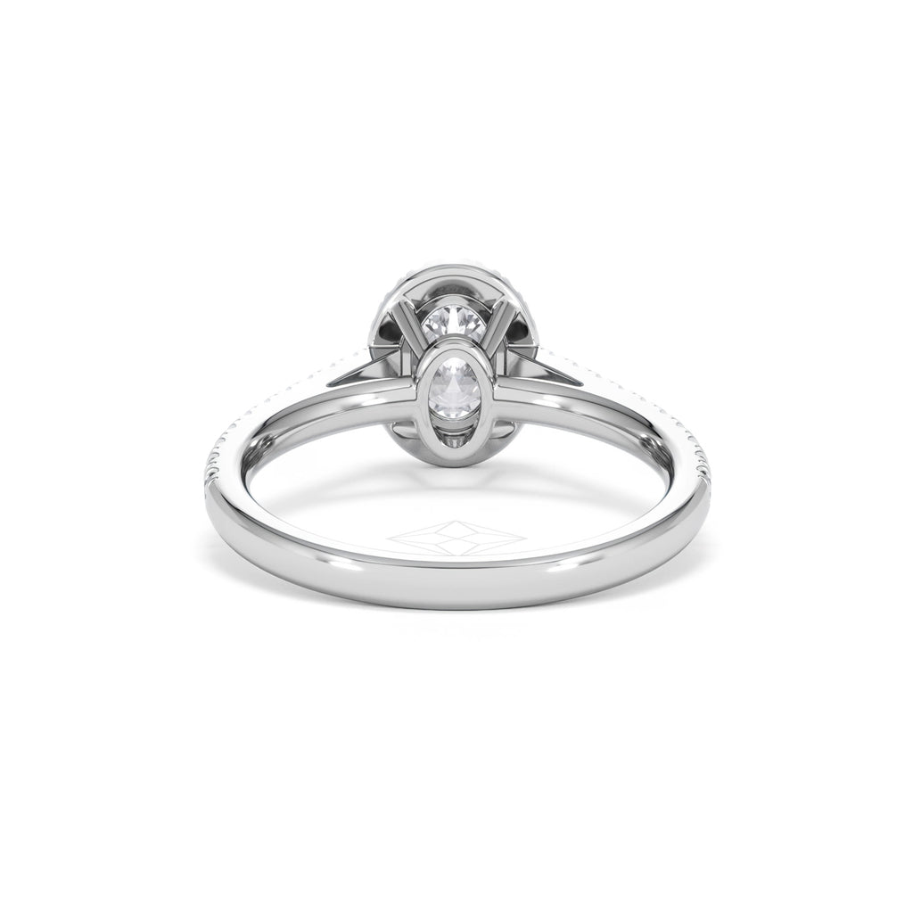 Georgina GIA Oval Diamond Halo Engagement Ring 18KW Gold 1.30ct G/Vs