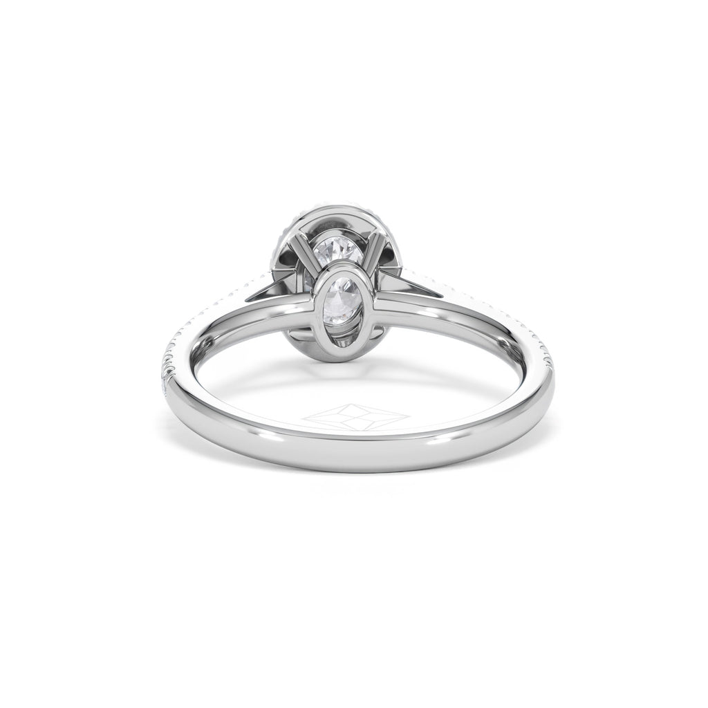 Georgina GIA Oval Diamond Halo Engagement Ring 18KW Gold 1.30ct G/Vs