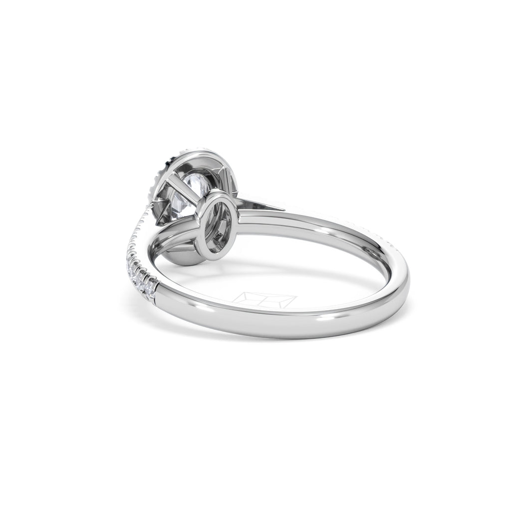 Georgina GIA Oval Diamond Halo Engagement Ring 18KW Gold 1.30ct G/Vs